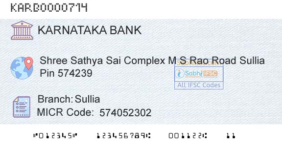 Karnataka Bank Limited SulliaBranch 