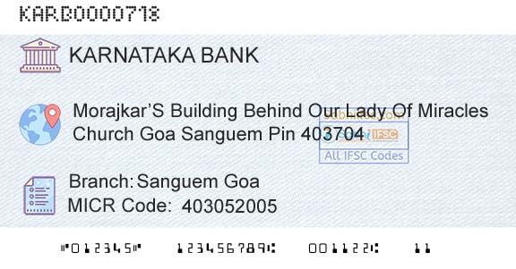 Karnataka Bank Limited Sanguem GoaBranch 