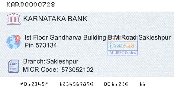 Karnataka Bank Limited SakleshpurBranch 