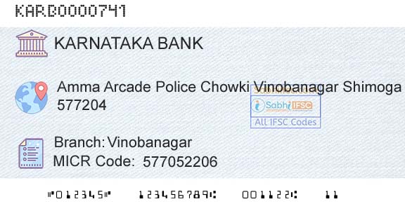 Karnataka Bank Limited VinobanagarBranch 