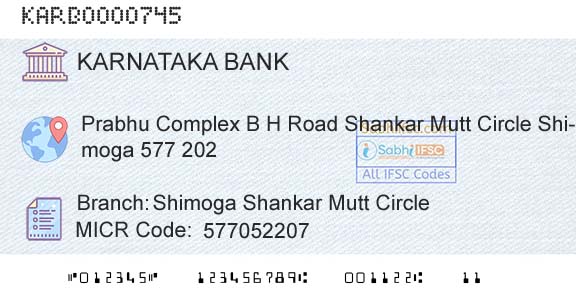 Karnataka Bank Limited Shimoga Shankar Mutt CircleBranch 