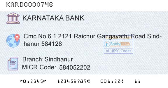 Karnataka Bank Limited SindhanurBranch 
