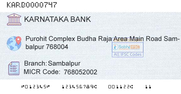 Karnataka Bank Limited SambalpurBranch 