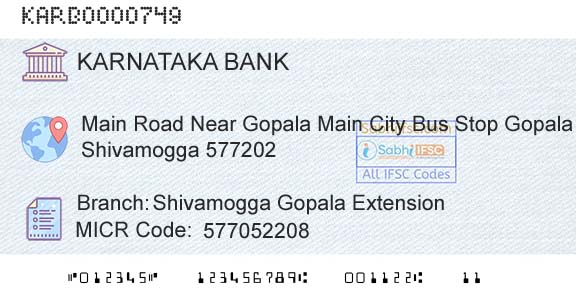 Karnataka Bank Limited Shivamogga Gopala ExtensionBranch 