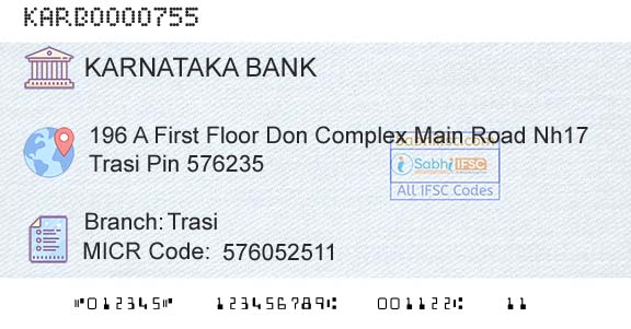 Karnataka Bank Limited TrasiBranch 