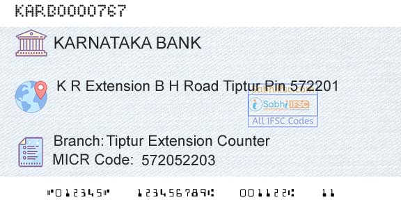 Karnataka Bank Limited Tiptur Extension CounterBranch 
