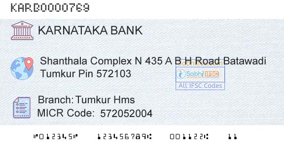 Karnataka Bank Limited Tumkur HmsBranch 