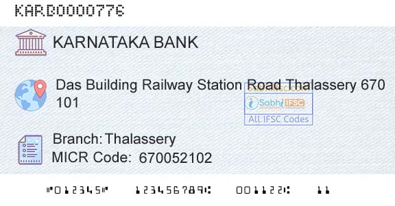 Karnataka Bank Limited ThalasseryBranch 