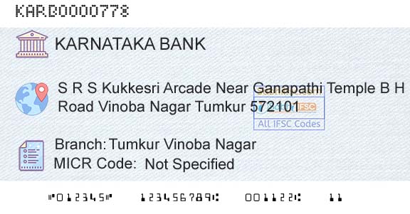 Karnataka Bank Limited Tumkur Vinoba NagarBranch 