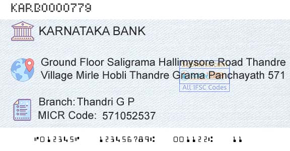 Karnataka Bank Limited Thandri G PBranch 