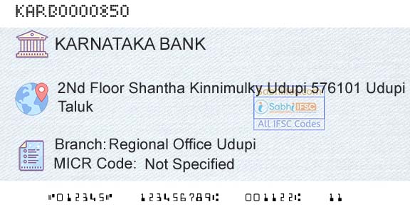 Karnataka Bank Limited Regional Office UdupiBranch 