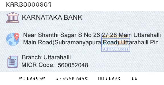 Karnataka Bank Limited UttarahalliBranch 