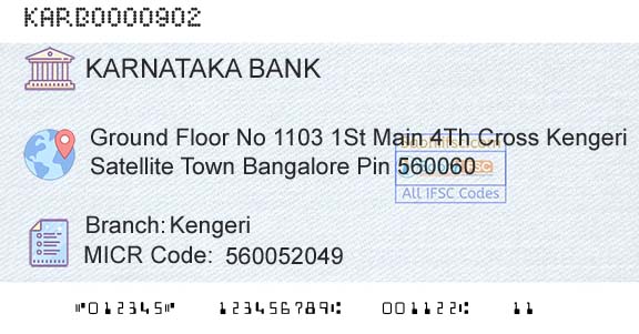 Karnataka Bank Limited KengeriBranch 
