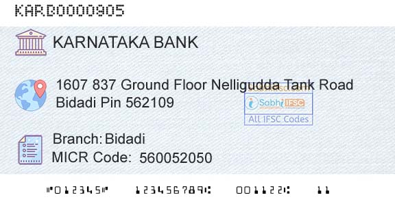 Karnataka Bank Limited BidadiBranch 