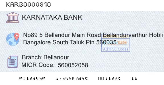 Karnataka Bank Limited BellandurBranch 