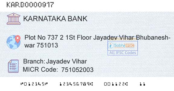 Karnataka Bank Limited Jayadev ViharBranch 