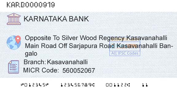 Karnataka Bank Limited KasavanahalliBranch 