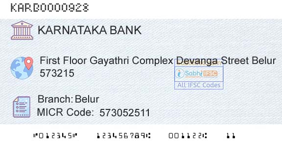 Karnataka Bank Limited BelurBranch 