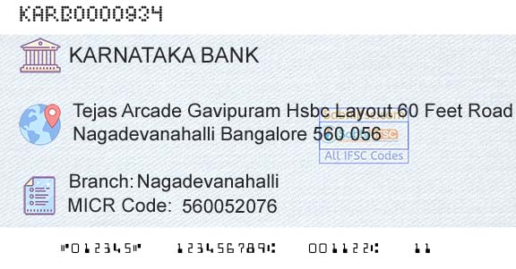 Karnataka Bank Limited NagadevanahalliBranch 