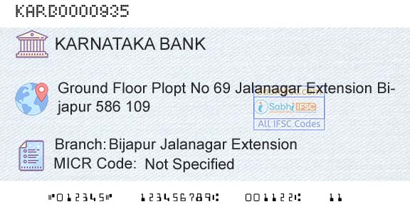 Karnataka Bank Limited Bijapur Jalanagar ExtensionBranch 