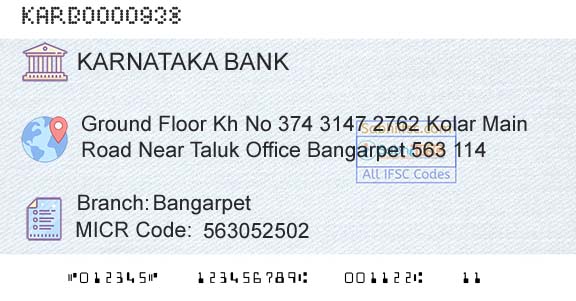Karnataka Bank Limited BangarpetBranch 