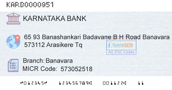 Karnataka Bank Limited BanavaraBranch 