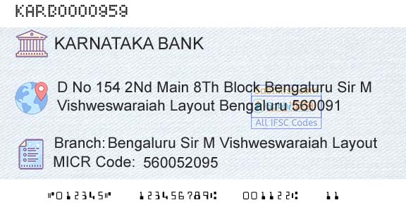 Karnataka Bank Limited Bengaluru Sir M Vishweswaraiah LayoutBranch 