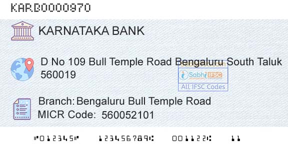 Karnataka Bank Limited Bengaluru Bull Temple RoadBranch 