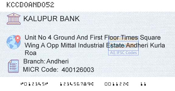 Kalupur Commercial Cooperative Bank AndheriBranch 