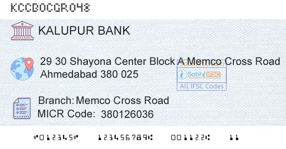 Kalupur Commercial Cooperative Bank Memco Cross RoadBranch 