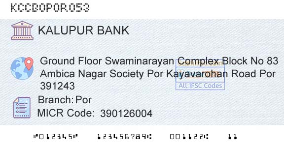 Kalupur Commercial Cooperative Bank PorBranch 