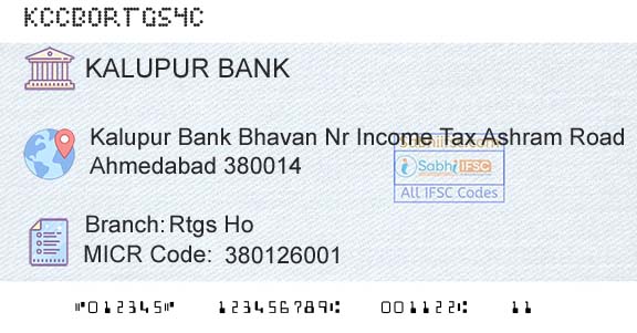 Kalupur Commercial Cooperative Bank Rtgs HoBranch 