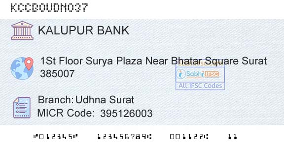 Kalupur Commercial Cooperative Bank Udhna SuratBranch 
