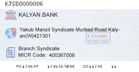 Kalyan Janata Sahakari Bank SyndicateBranch 