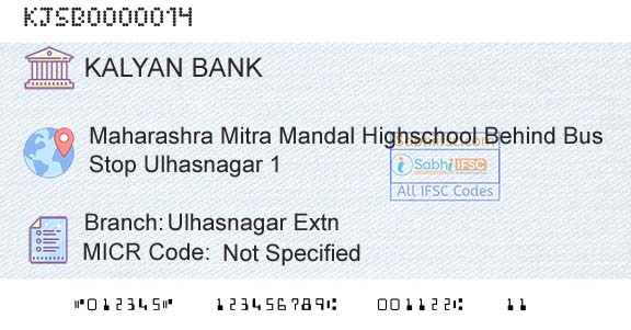Kalyan Janata Sahakari Bank Ulhasnagar ExtnBranch 