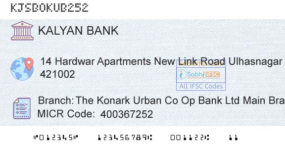 Kalyan Janata Sahakari Bank The Konark Urban Co Op Bank Ltd Main BranchBranch 