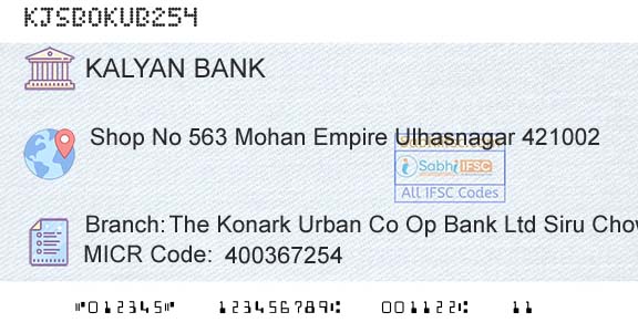 Kalyan Janata Sahakari Bank The Konark Urban Co Op Bank Ltd Siru Chowk BrBranch 