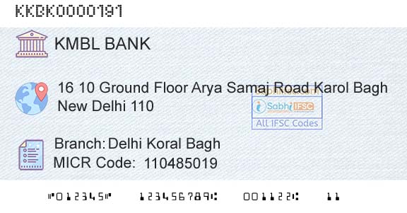 Kotak Mahindra Bank Limited Delhi Koral BaghBranch 