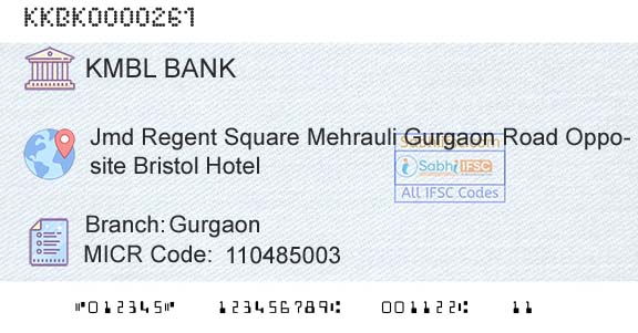 Kotak Mahindra Bank Limited GurgaonBranch 