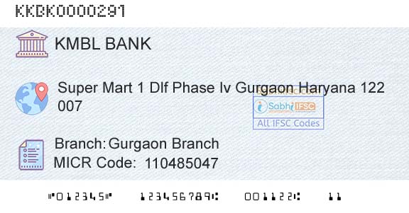 Kotak Mahindra Bank Limited Gurgaon BranchBranch 