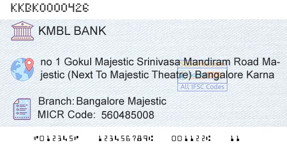 Kotak Mahindra Bank Limited Bangalore MajesticBranch 