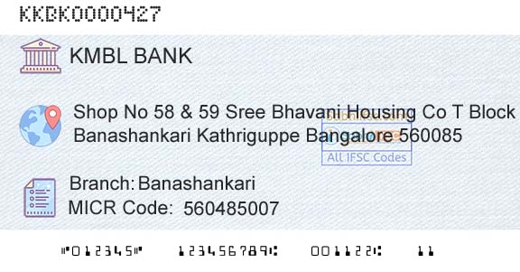 Kotak Mahindra Bank Limited BanashankariBranch 