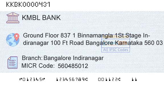 Kotak Mahindra Bank Limited Bangalore IndiranagarBranch 