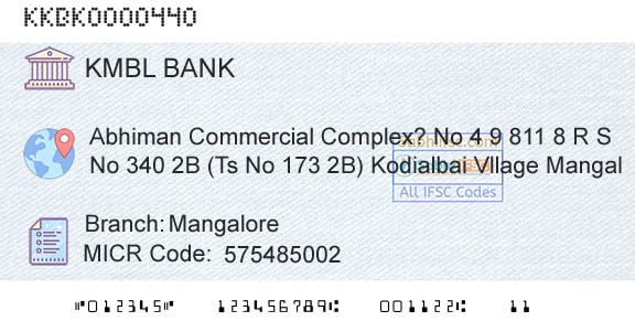 Kotak Mahindra Bank Limited MangaloreBranch 