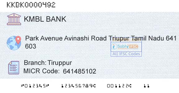 Kotak Mahindra Bank Limited TiruppurBranch 