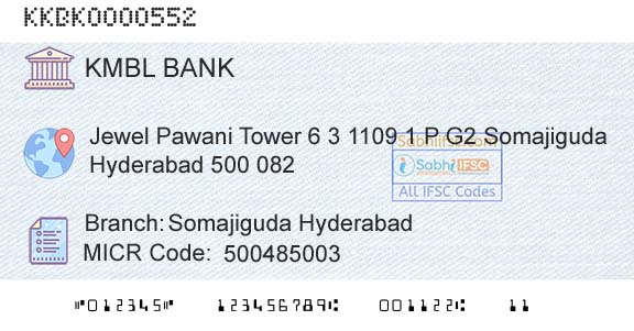 Kotak Mahindra Bank Limited Somajiguda HyderabadBranch 