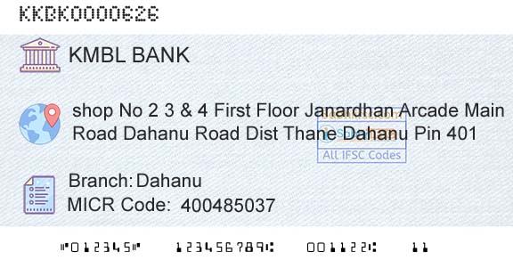 Kotak Mahindra Bank Limited DahanuBranch 