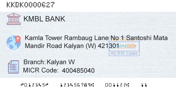 Kotak Mahindra Bank Limited Kalyan W Branch 