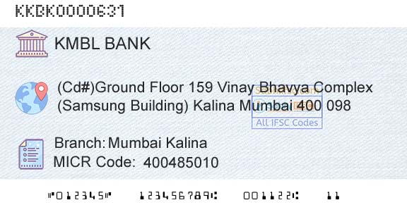 Kotak Mahindra Bank Limited Mumbai KalinaBranch 