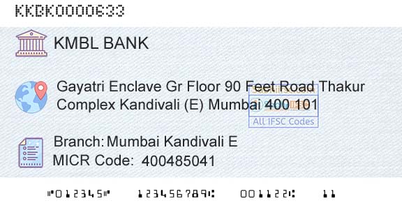 Kotak Mahindra Bank Limited Mumbai Kandivali E Branch 